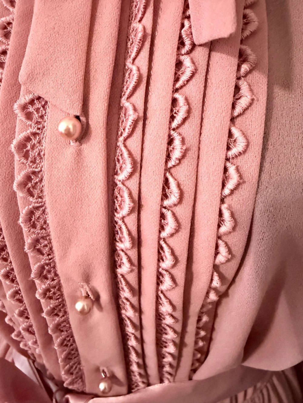 Vintage 60s Ruffle Midi Secretary Whimsical dress Size Medium Large Tie - Picture 4 of 8